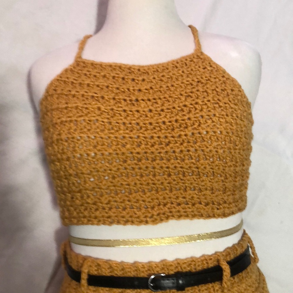 Handmade Mustard Crochet Halter Top